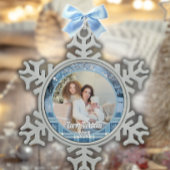 ブルーコージープライド雪の冬の写真 スノーフレークピューターオーナメント