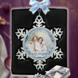 ブルーコージープライド雪の冬の写真 スノーフレークピューターオーナメント