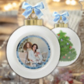 ブルーコージープライド雪の冬の写真 セラミックボールオーナメント