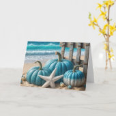 ブルーコースタルオータムカボチャ誕生日 カード (黄色い花)