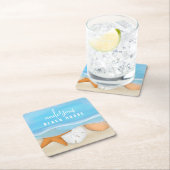 ブルーコースタルシーサイドお洒落海貝 スクエアペーパーコースター (インサイチュ)
