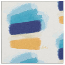 ブルーコースタルブラシストロークファブリックバイマーガレットジュール ファブリック