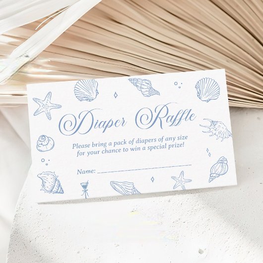 ブルーコースタルベビーシャワーおむつラッフルチケット エンクロージャーカード