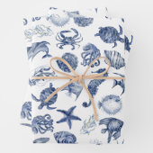 ブルーコースタルラッピング紙フラットシートセット3 ラッピングペーパーシート (インサイチュ)