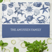 ブルーコースタルリビングホームデコール キッチンタオル (折り畳み)