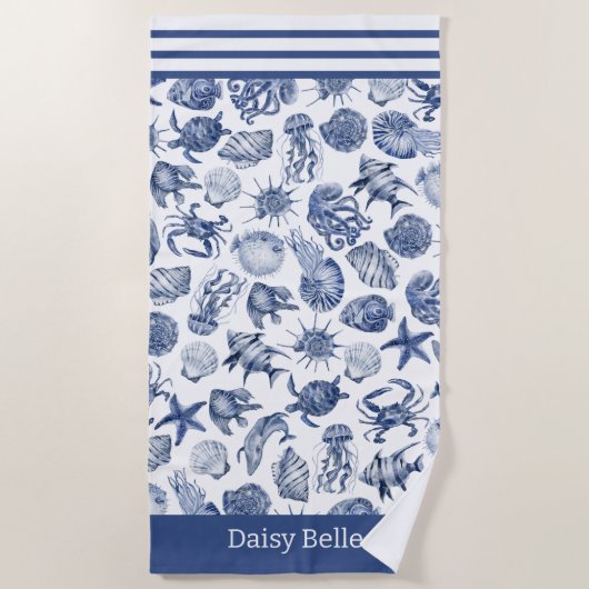 ブルーコースタルリビングホームデコール ビーチタオル (正面)