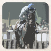 ブルーコースターの騎手と競走馬の紙 スクエアペーパーコースター (正面)