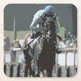 ブルーコースターの騎手と競走馬の紙 スクエアペーパーコースター