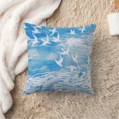 ブルーコーストバモダンリズウォーターカラーアート クッション (ブランケット)