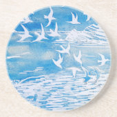 ブルーコーストバモダンリズウォーターカラーアート コースター (正面)