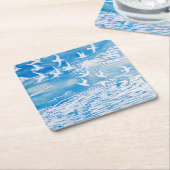 ブルーコーストバモダンリズウォーターカラーアート スクエアペーパーコースター (アングル)