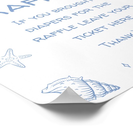 ブルーコーストビーチベビーシャワーおむつラッフル ポスター (角)