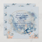 ブルーコーストビーチ結婚式記念日招待状 招待状 (正面/裏面)