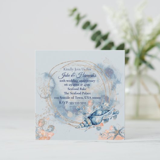 ブルーコーストビーチ結婚式記念日招待状 招待状 (スタンド正面)