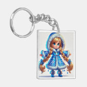 ブルーコートで愛らしい雪姫 キーホルダー (正面左)