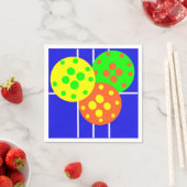 ブルーコートの黄色、オレンジ、緑のピックボール スタンダードカクテルナプキン (インサイチュ)