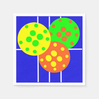 ブルーコートの黄色、オレンジ、緑のピックボール スタンダードカクテルナプキン