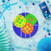 ブルーコートの黄色、オレンジ、緑のピックボール ペーパープレート (パーティー)