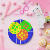 ブルーコートの黄色、オレンジ、緑のピックボール ペーパープレート (パーティー)