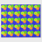 ブルーコートの黄色、オレンジ、緑のピックボール ラッピングペーパー (フラット)