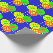 ブルーコートの黄色、オレンジ、緑のピックボール ラッピングペーパー (角)