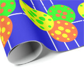 ブルーコートの黄色、オレンジ、緑のピックボール ラッピングペーパー (ロールコーナー)