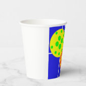 ブルーコートの黄色、オレンジ、緑のピックボール 紙コップ (右)