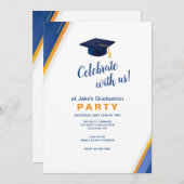 ブルーコーナーと金ゴールドコーナー卒業パーティー 招待状 (正面/裏面)