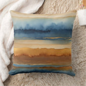 ブルーコーヒーとクリーム抽象芸術 クッション (ブランケット)