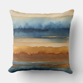 ブルーコーヒーとクリーム抽象芸術 クッション