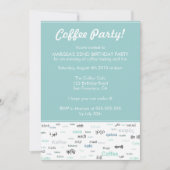 ブルーコーヒーをテーマにしたバースデーパーティ招待状 招待状 (正面)