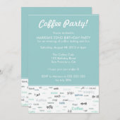 ブルーコーヒーをテーマにした誕生日パーティーの招待状 招待状 (正面/裏面)