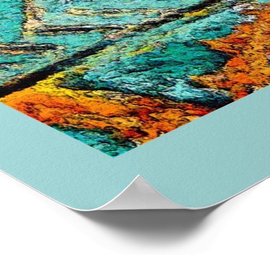 ブルーコーヒーカップマティススタイル ポスター (角)