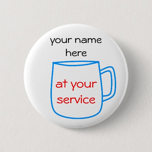 ブルーコーヒーカップ名タグ 缶バッジ (正面)