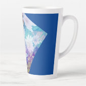 ブルーコーヒーマグと白いデイジーの花 カフェラテマグ (右)