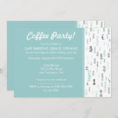 ブルーコーヒー店/カフェ店オープン招待状 招待状 (正面/裏面)