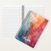 ブルーコーラルアルコールインクスワールパーソナライズされた名 ノートブック (内側)