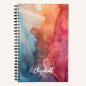 ブルーコーラルアルコールインクスワールパーソナライズされた名 ノートブック (正面)