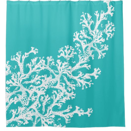 ブルーコーラルグラフィック シャワーカーテン (正面)