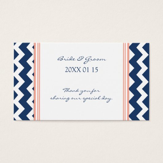 ブルーコーラルシェブロン結婚式の引き出物ラベル (正面)