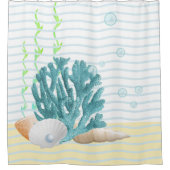 ブルーコーラルシーシェル&ブルーパール シャワーカーテン (正面)