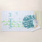 ブルーコーラルシーシェル&ブルーパール ビーチタオル (正面)