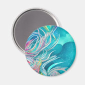 ブルーコーラルビーチィ抽象芸術アート マグネット (正面/裏面)