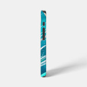 ブルーコーラルビーチィ抽象芸術アート iPhoneケース (左側面)