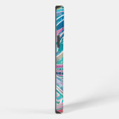 ブルーコーラルビーチィ抽象芸術アート iPhoneケース (右側面)