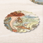 ブルーコーラルピーチ愛らしい人魚の誕生日パーティー ペーパーコースター (アングル)