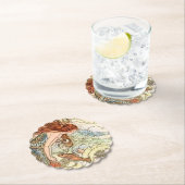 ブルーコーラルピーチ愛らしい人魚の誕生日パーティー ペーパーコースター (インサイチュ)