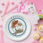 ブルーコーラルピーチ愛らしい人魚の誕生日パーティー ペーパープレート (パーティー)