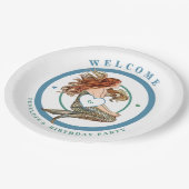 ブルーコーラルピーチ愛らしい人魚の誕生日パーティー ペーパープレート (アングル)