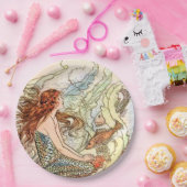 ブルーコーラルピーチ愛らしい人魚の誕生日パーティー ペーパープレート (パーティー)